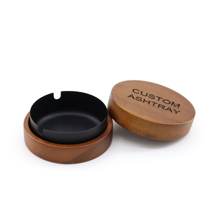 2 Pack Wooden Ash Tray with Lid Outdoor Ashtray for Outside Patio Smokeless Ashtrays for Cigarettes with 3 Holder Smoking Accessories Home Décor Ashtrays (Silver, 3.7in x 3.7in x2in)