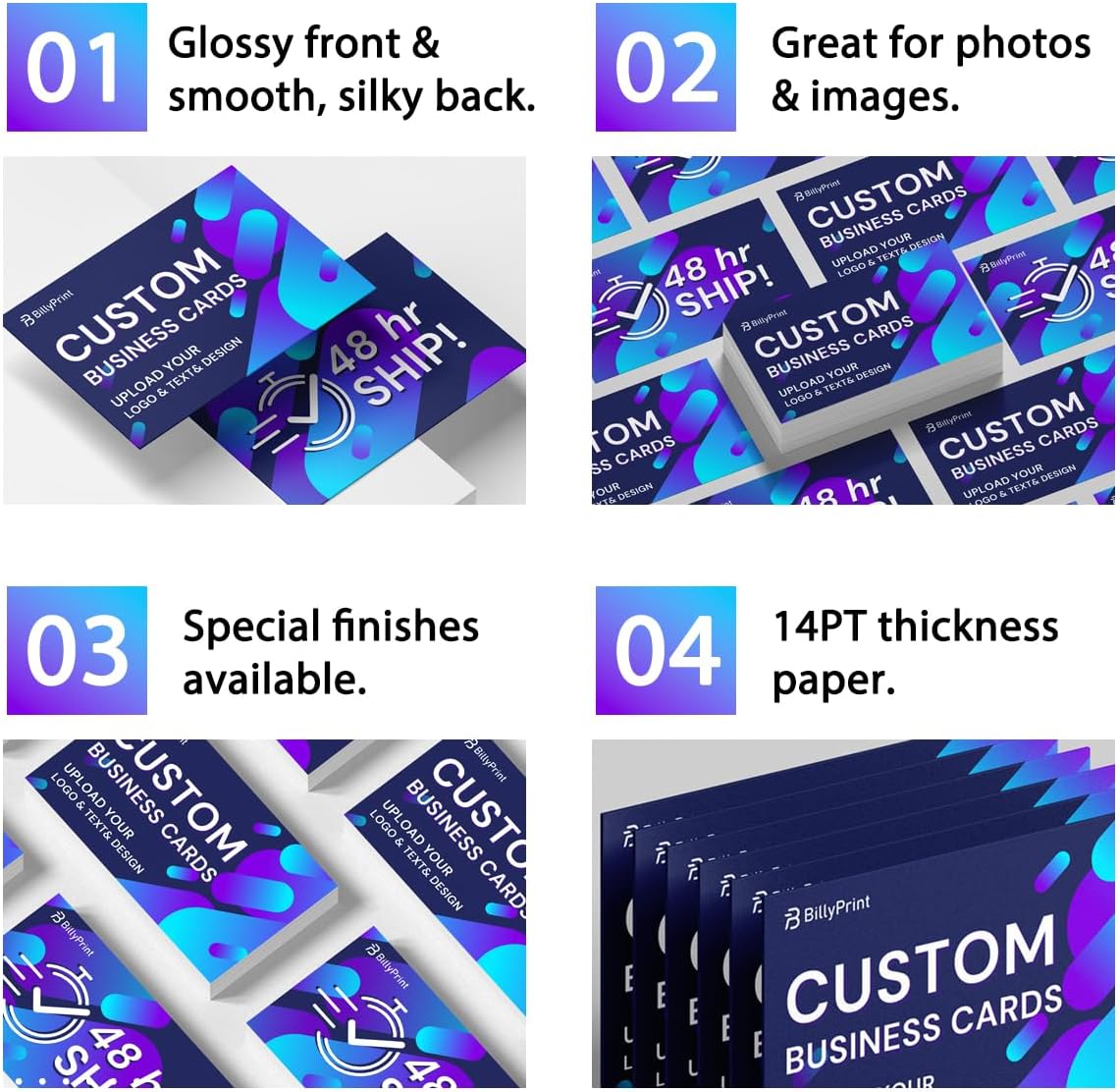 Custom Business Cards with Business Logo Text Photo, Customized Business Cards Double-sided Printed with Different Design, Personalized Business Cards Add Your Own Design