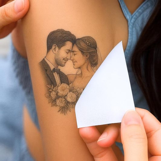 Custom Temporary Tattoos Personalized Tattoos with Photo Face Name Logo Customized for Adults Kids Women Men Gift Wedding Xmas Bachelorette Party Graduation Decor Birthday