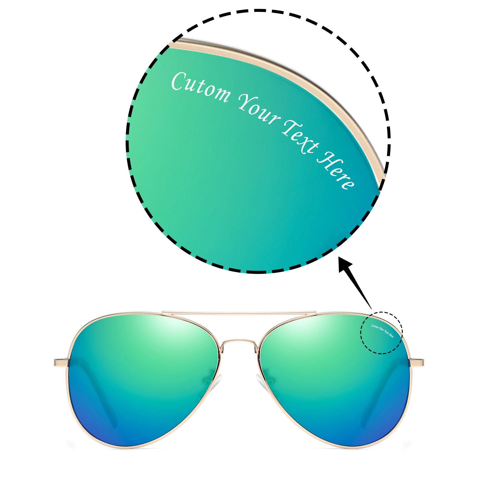 Custom Customized Personalized Classic Aviator Polarized Sunglasses for Driving/Travel/Go fishing