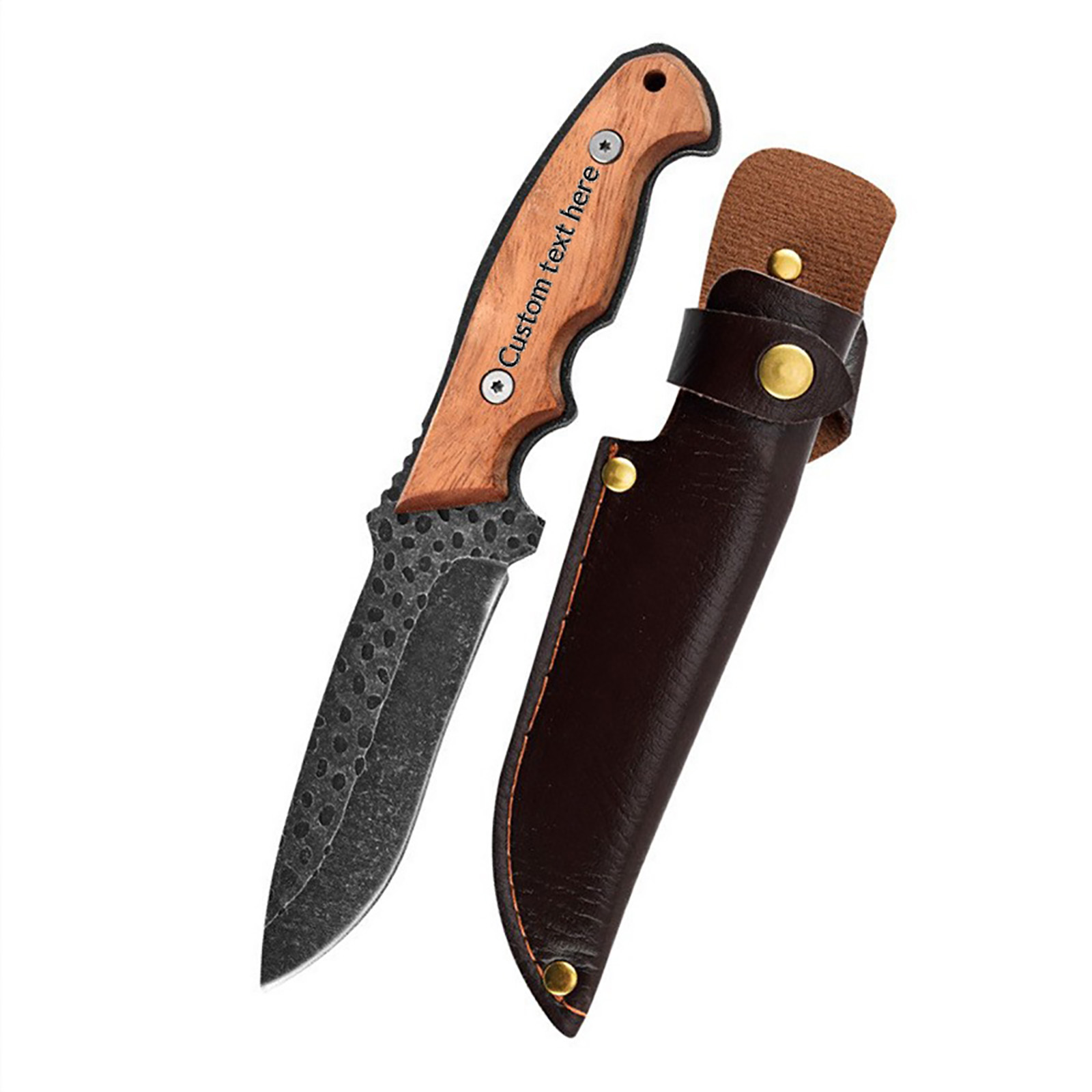 Fixed Blade Hunting Knife with Leather Sheath - 23cm Long Fixed Blade Skinner | 5mm Thick Blade Deer Skinning Knifee | Premium Steel Hunting Knives with Wooden Handle and Brass Guards | Skinning Knofe for huntings with Sheath for Survival Camping