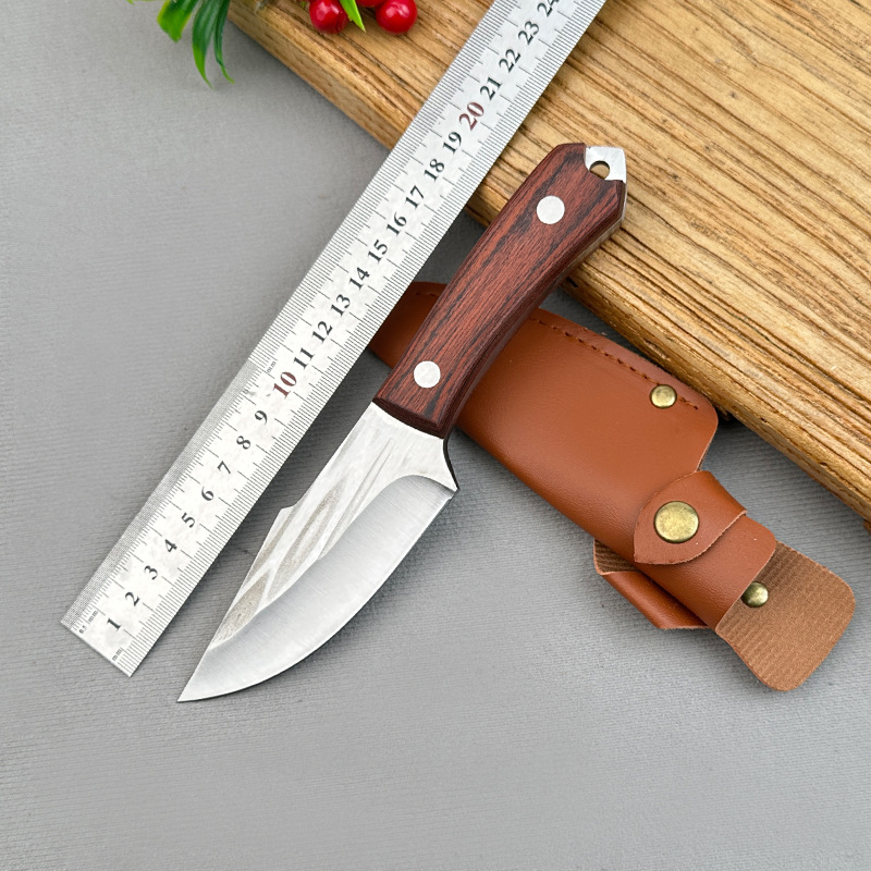 Purple Dragon Hunting Knife with Sheath - Ideal Gifts for Men Full Tang 440C Steel Fixed Blade Knife with Wood Handle - Drop Point Bushcraft Knives for Survival Fishing