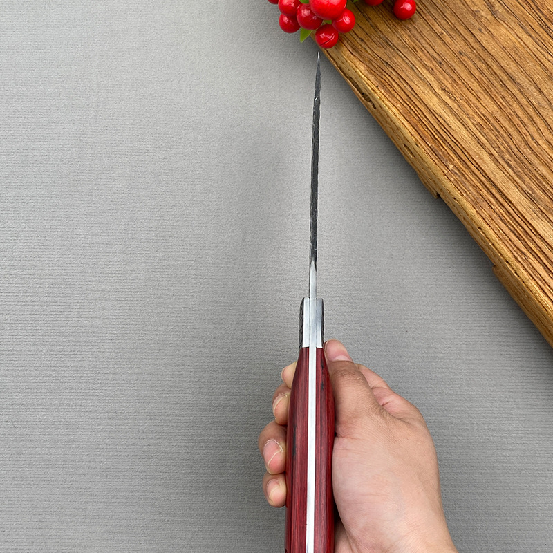 Meat Cleaver, Forged Cleaver Kitchen Stainless Steel Hand Meat Knife Paring Fishing Portable Butcher Boning Knives Cover(Red)