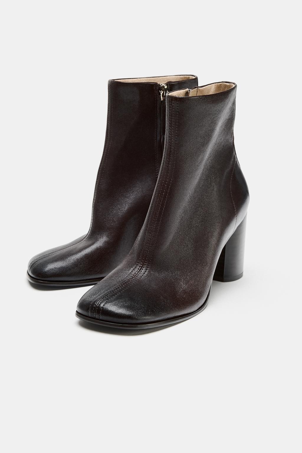 BOTTINES À TALONS EN CUIR