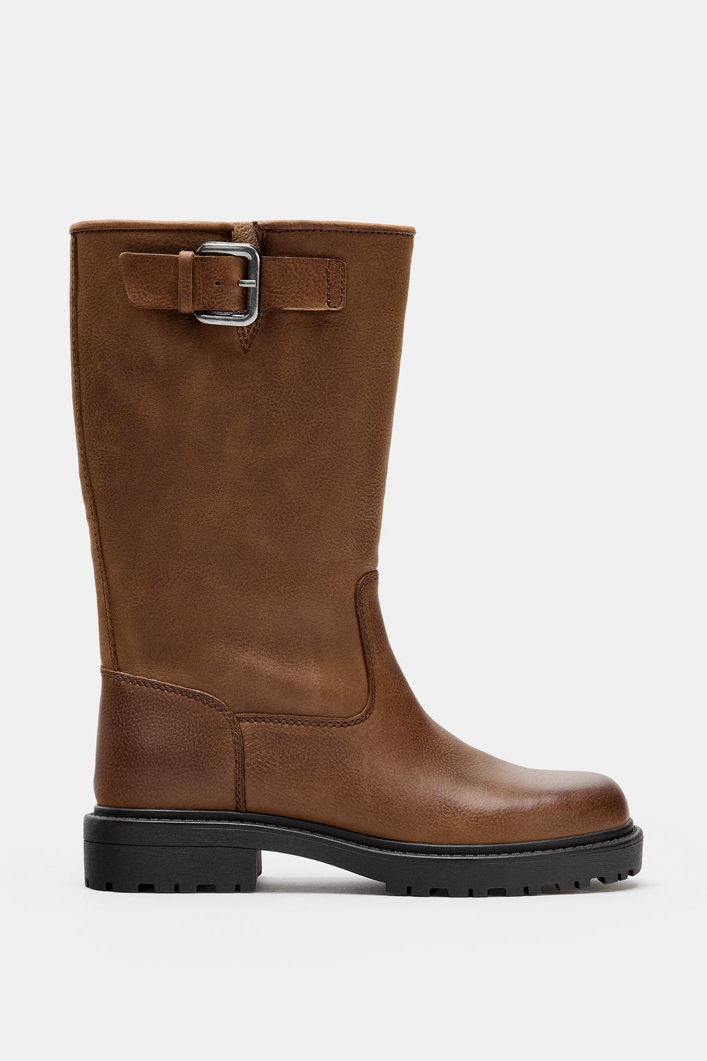 BOTTES EN CUIR À BOUCLE 