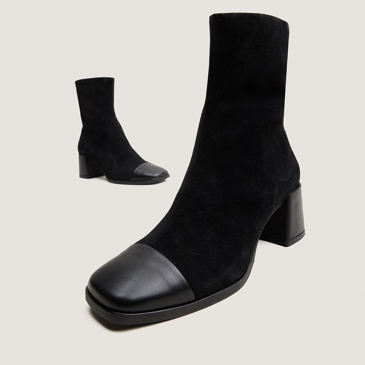 ALMA - Boots à talon en cuir noir 