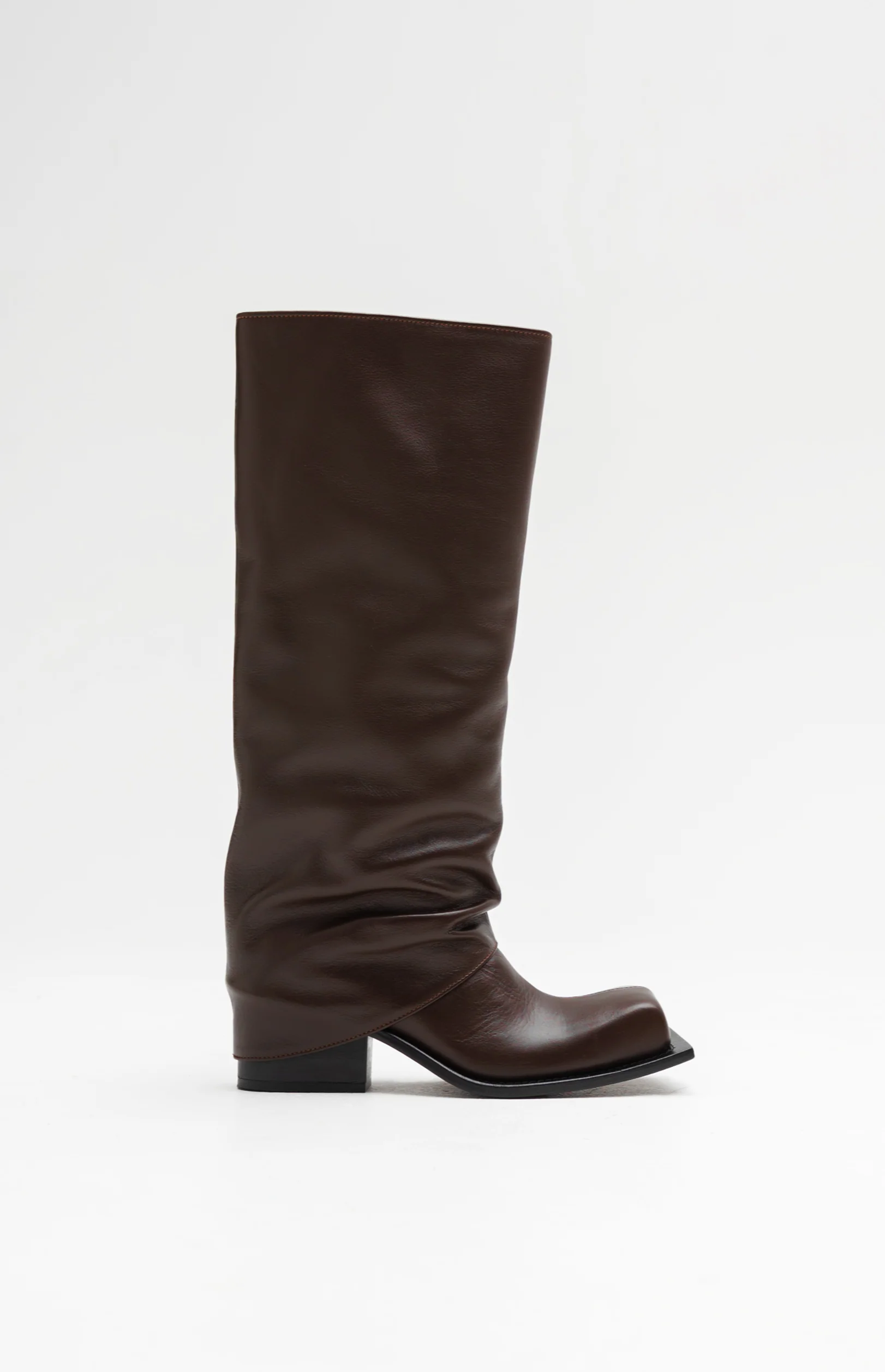 HAVVA CHUNKY HEEL TALL BOOTS IN CHOCOLATE BROWN