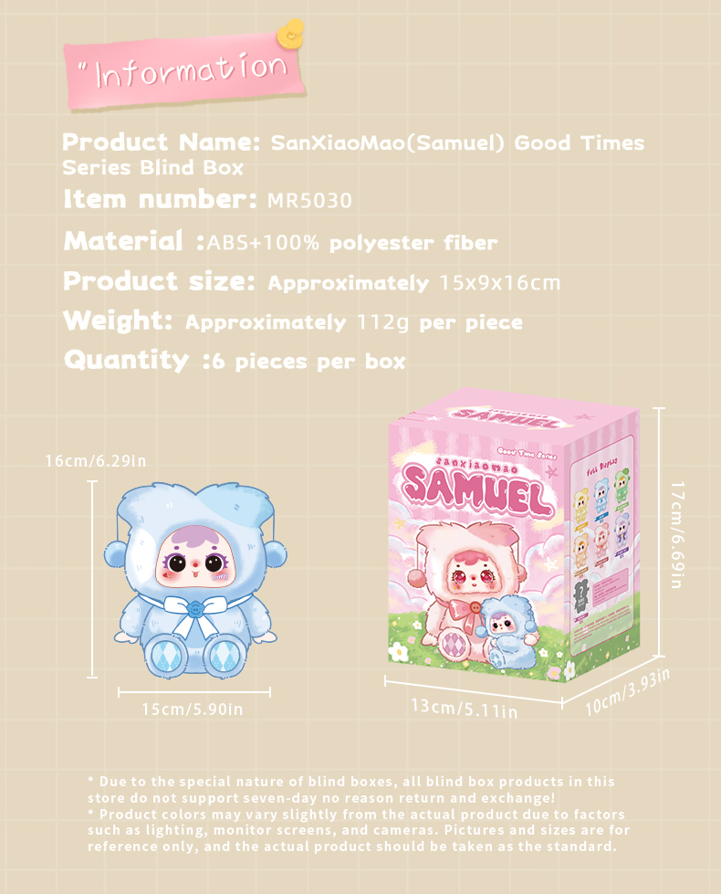 Samuel Good Times Series Plush Blind Box, Rotatable Eyeball Collectible Doll