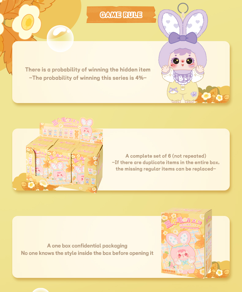Samuel Happy Picnic Plush Pendant Blind Box, Little Bear & Little Rabbit Collectible Doll Keychain