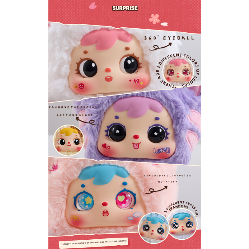 Samuel Three Little Hair Fortune Cat Plush Blind Box, Lucky Cat Keychain Pendant Collectible Doll
