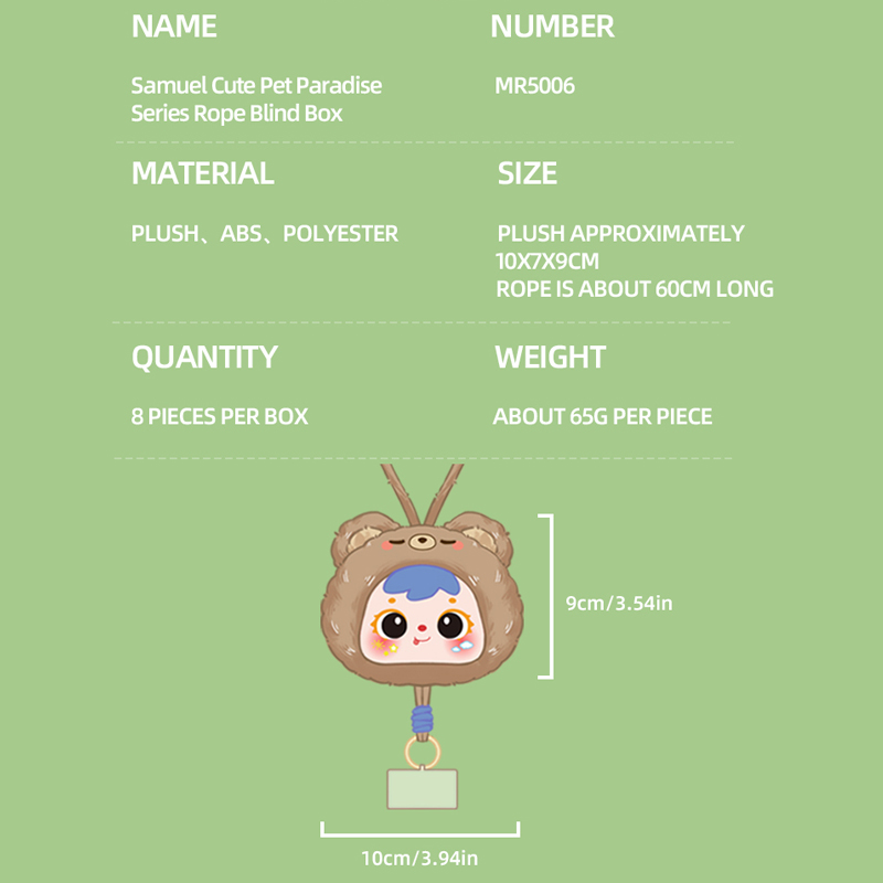 Samuel Cute Pet Paradise Plush Phone Lanyard Blind Box, Collectible Pet Doll Strap Charm