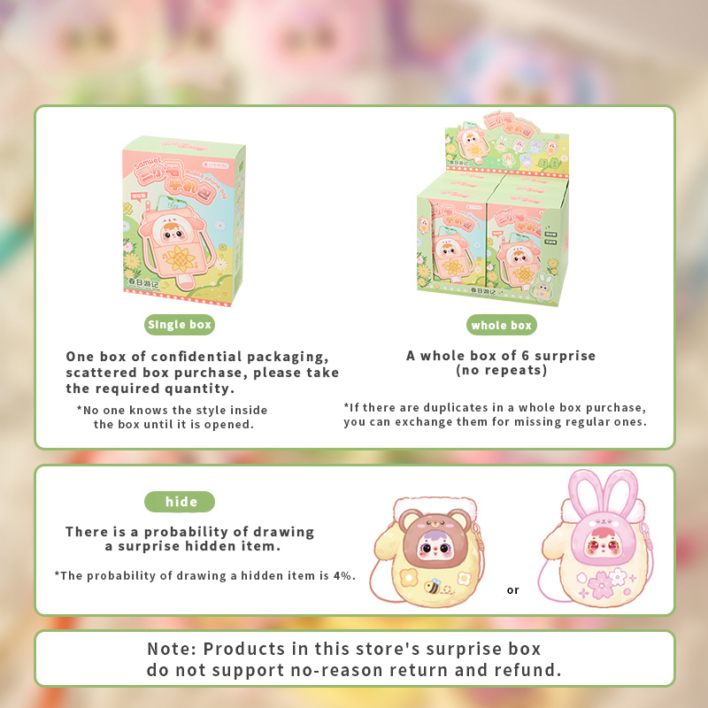 amuel Spring Travel Mobile Phone Bag Blind Box, Plush Crossbody Purse Collectible Doll