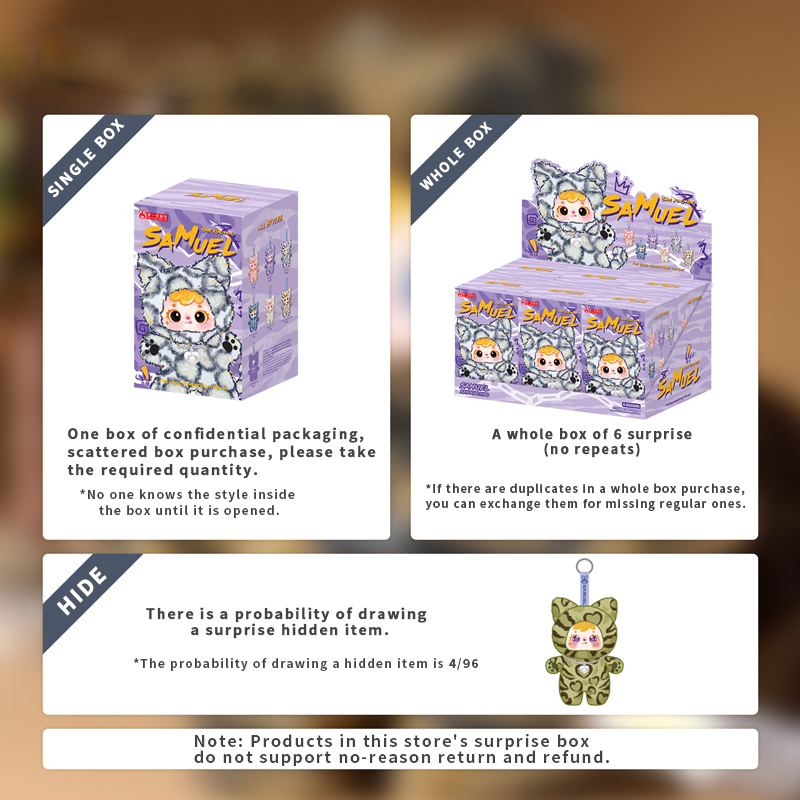 Samuel Meow's Cool Moment Plush Blind Box, Rotatable 360‑Degree Eye Collectible Doll Keychain