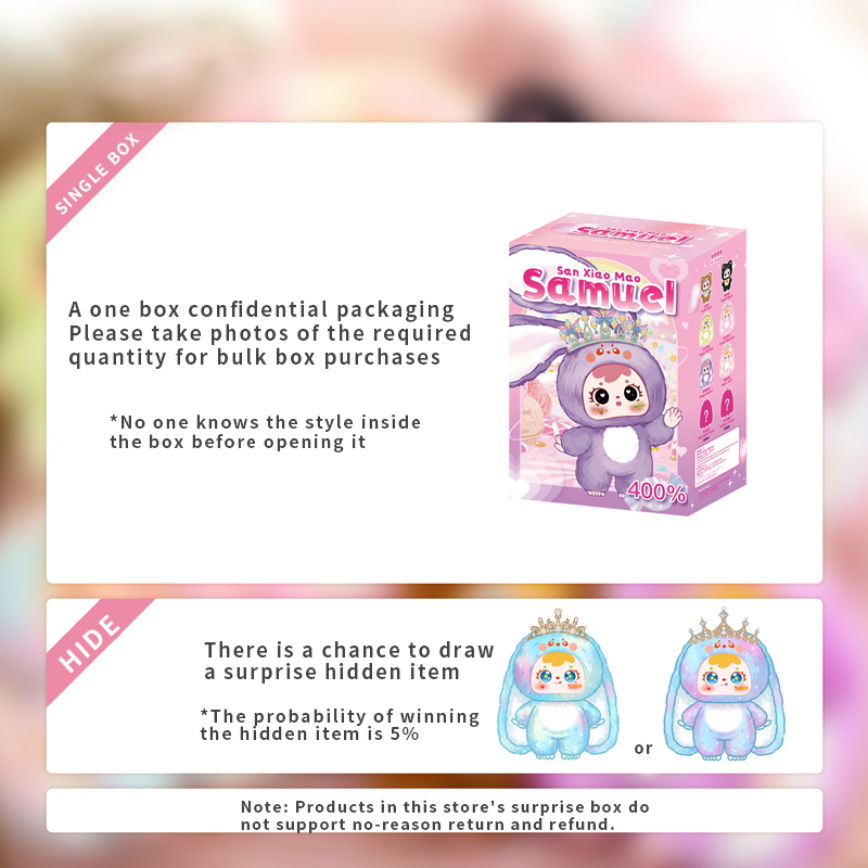 Samuel Sweet Full Score 400% Plush Blind Box, Collectible Large Vinyl Doll With Removable Face Shell & Rotatable Eyes