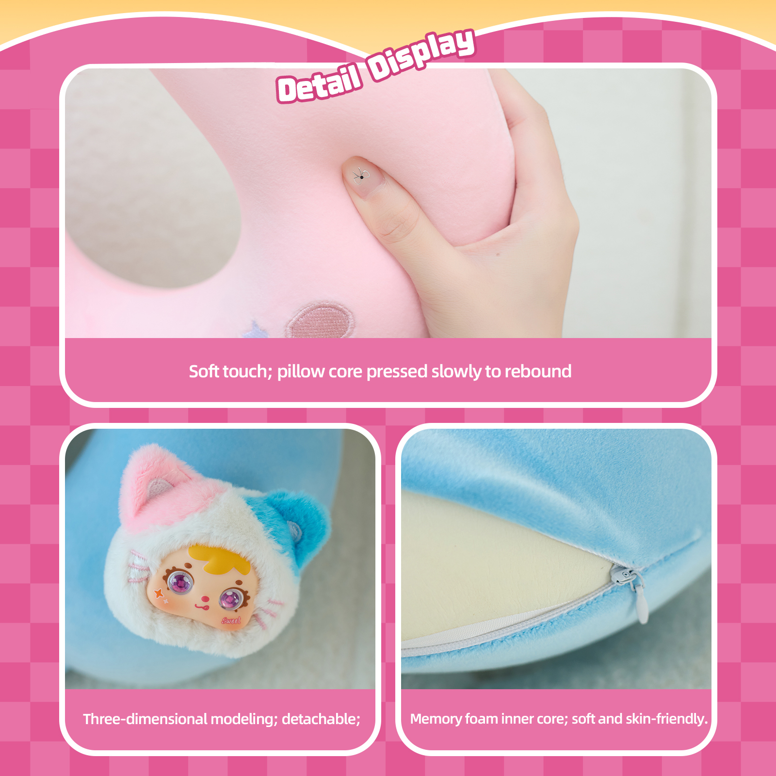 Samuel U‑shaped Pillow Blind Box MR5017, Cute Memory Foam Travel Neck Pillow with 4% Rare Green Bamboo Panda Hidden Variant