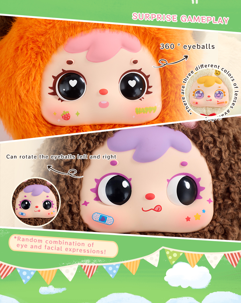 Samuel 400% Cute Pet Party Plush Blind Box, Collectible Vinyl Doll with 360° Rotatable Eyeballs