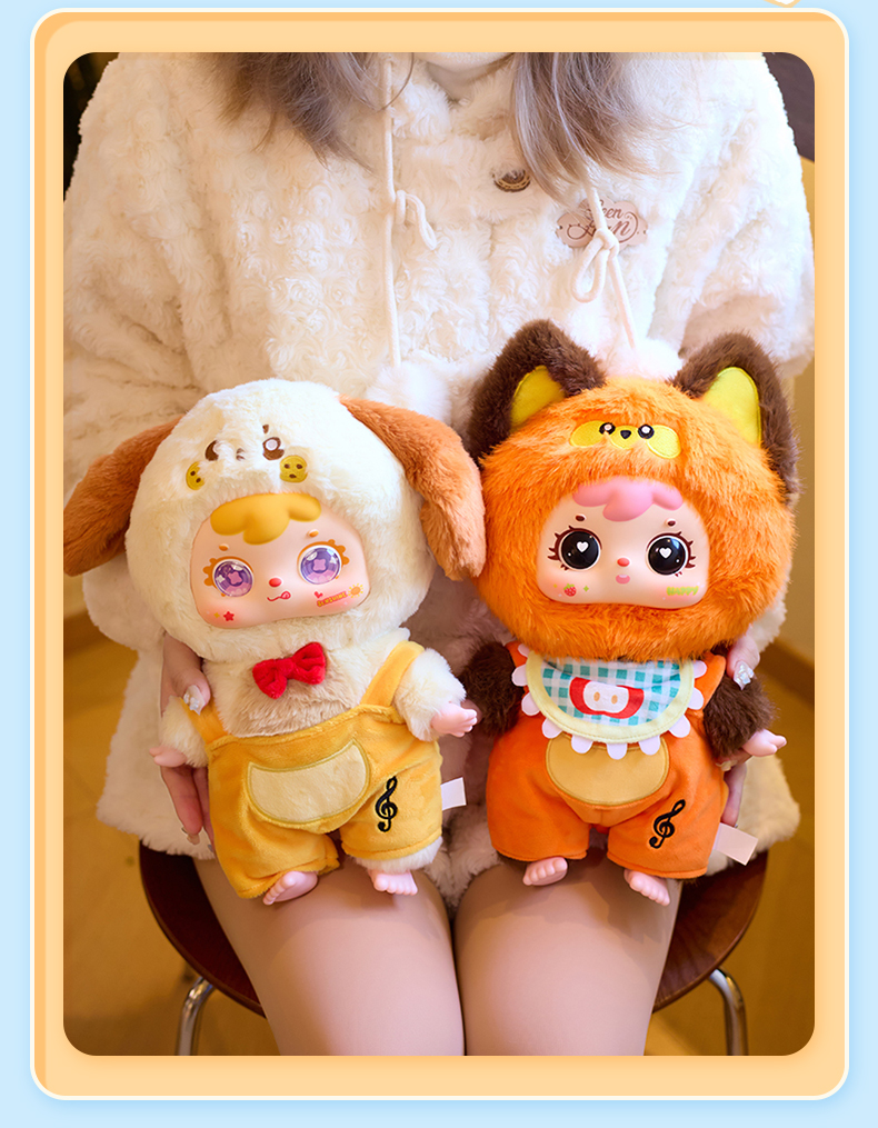 Samuel 400% Cute Pet Party Plush Blind Box, Collectible Vinyl Doll with 360° Rotatable Eyeballs