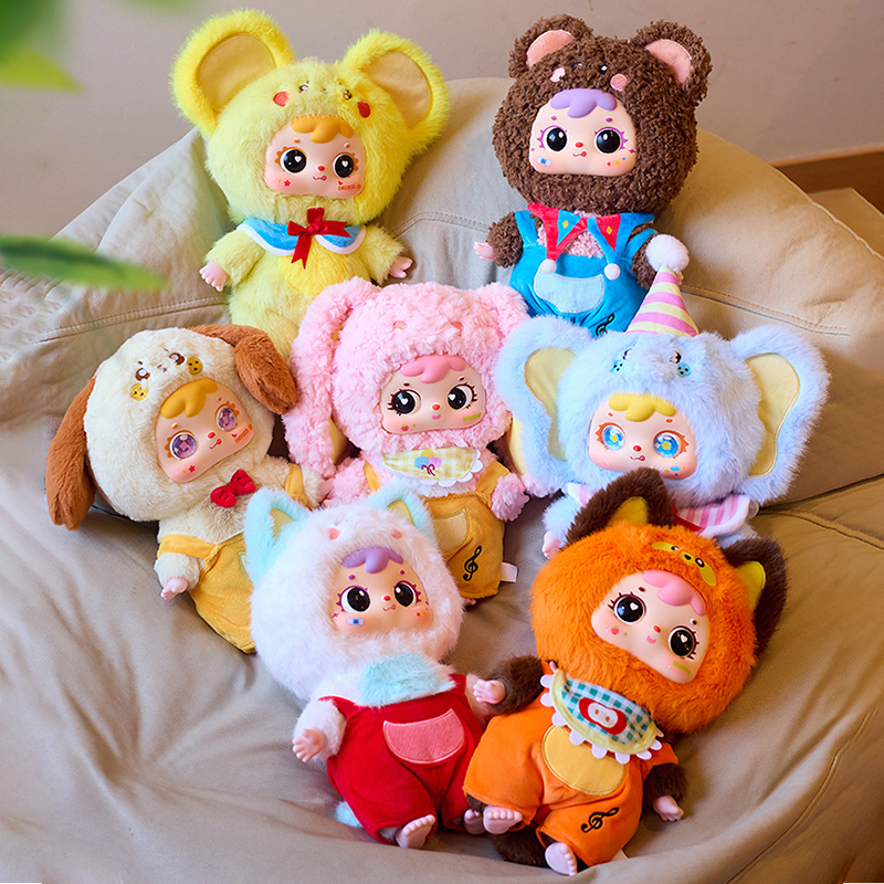 Samuel 400% Cute Pet Party Plush Blind Box, Collectible Vinyl Doll with 360° Rotatable Eyeballs