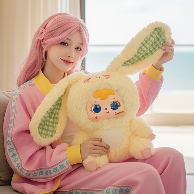 Samuel 500% Furry Rabbit Family Plush Blind Box, Large Collectible Vinyl Plush Doll