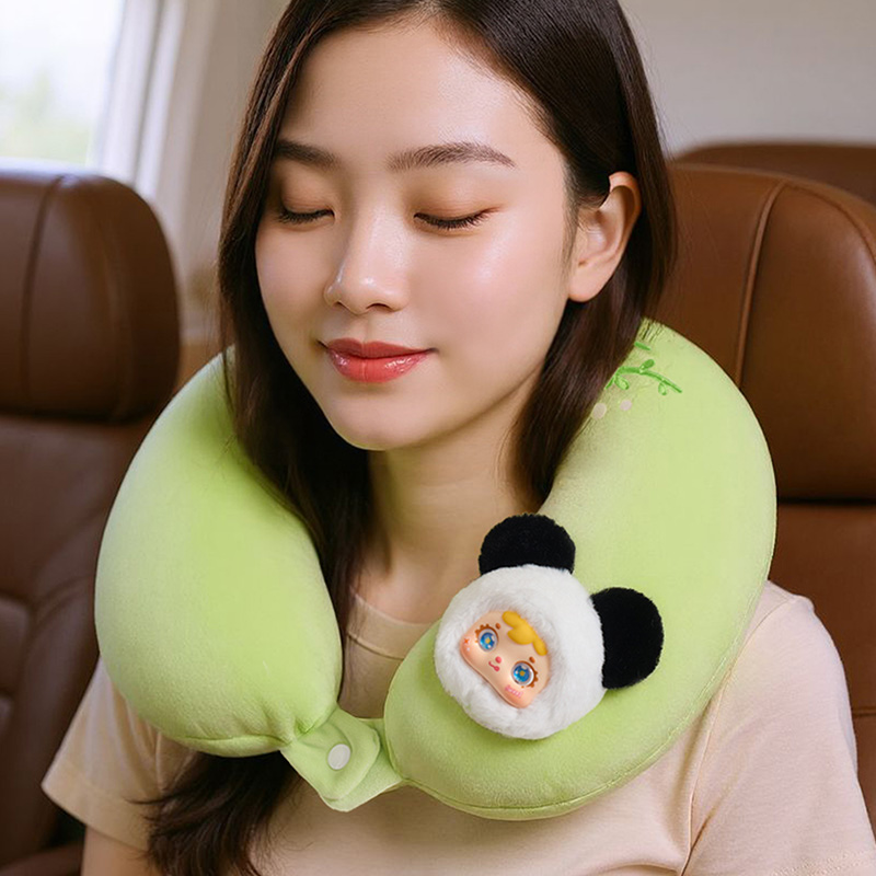 Samuel U‑shaped Pillow Blind Box MR5017, Cute Memory Foam Travel Neck Pillow with 4% Rare Green Bamboo Panda Hidden Variant
