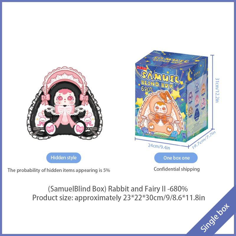 Samuel Rabbit and Fairy II 680% Plush Blind Box, Rotatable Eyeball Interchangeable Face Shell Collectible Doll