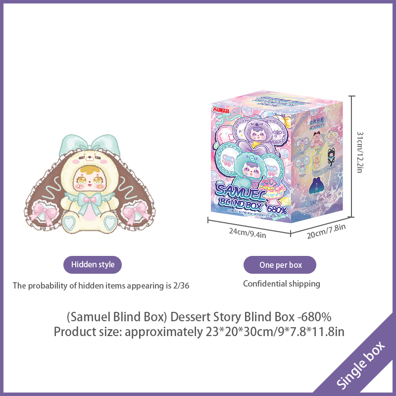 Samuel Dessert Story 680% Plush Blind Box, Rotatable 360° Eyeball Collectible Large Plush Doll
