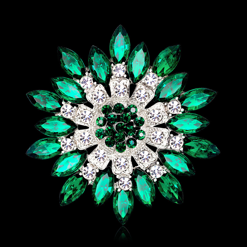 Wholesale Multi-layer Rhinestone Flower Brooch, Crystal Floral Lapel Pin