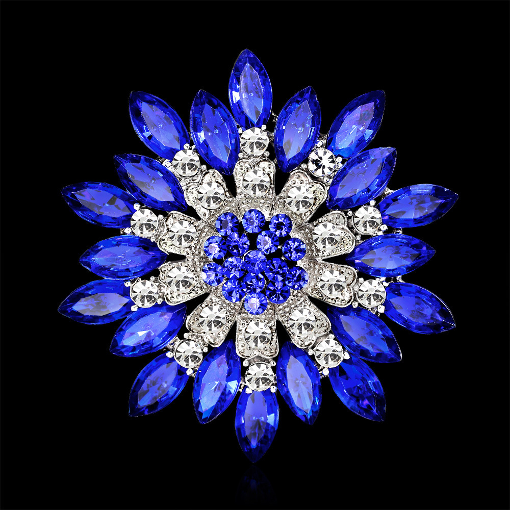 Wholesale Multi-layer Rhinestone Flower Brooch, Crystal Floral Lapel Pin