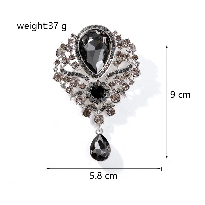 Wholesale Teardrop Rhinestone Brooch, Vintage Crystal Lapel Pin for Women