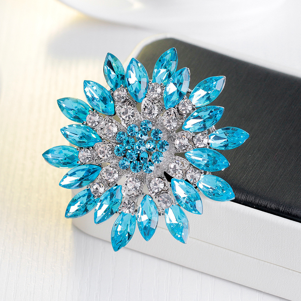 Wholesale Multi-layer Rhinestone Flower Brooch, Crystal Floral Lapel Pin