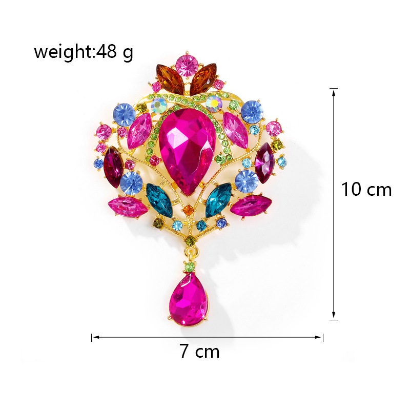 Wholesale Courtly Vintage Rhinestone Brooch, Teardrop Crystal Lapel Pin