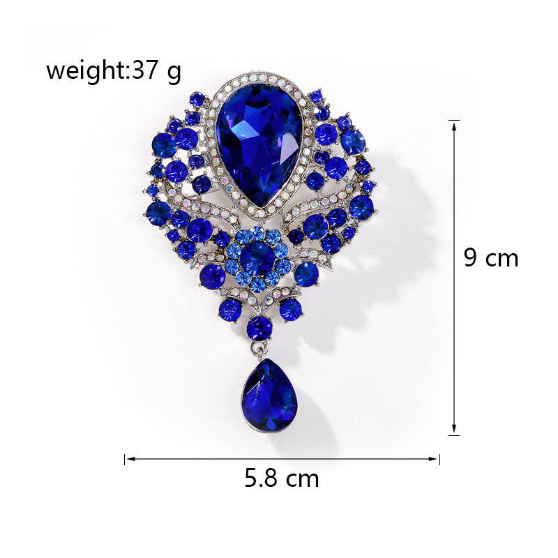 Wholesale Teardrop Rhinestone Brooch, Vintage Crystal Lapel Pin for Women