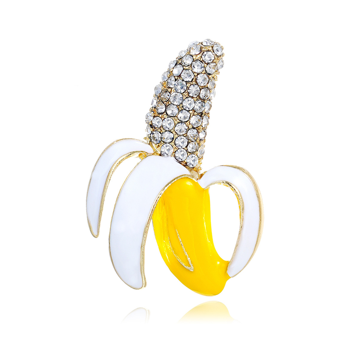 Wholesale Banana Shape Brooch, Cute Enamel Rhinestone Lapel Pin