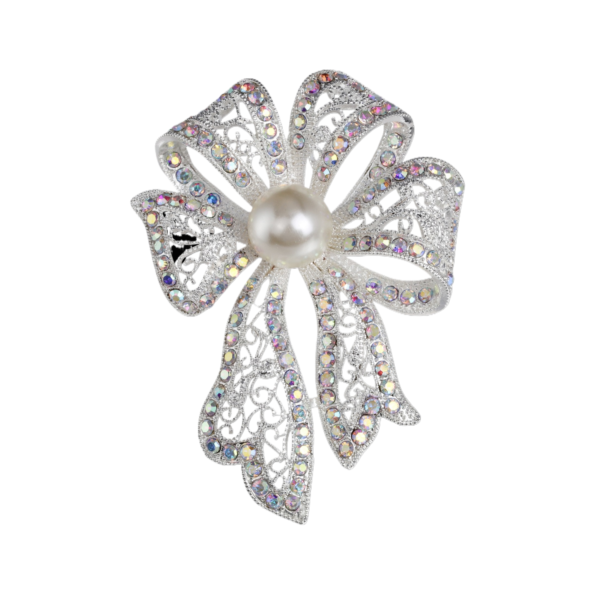 Wholesale Vintage Bowknot Brooch, Rhinestone Pearl Bow Lapel Pin