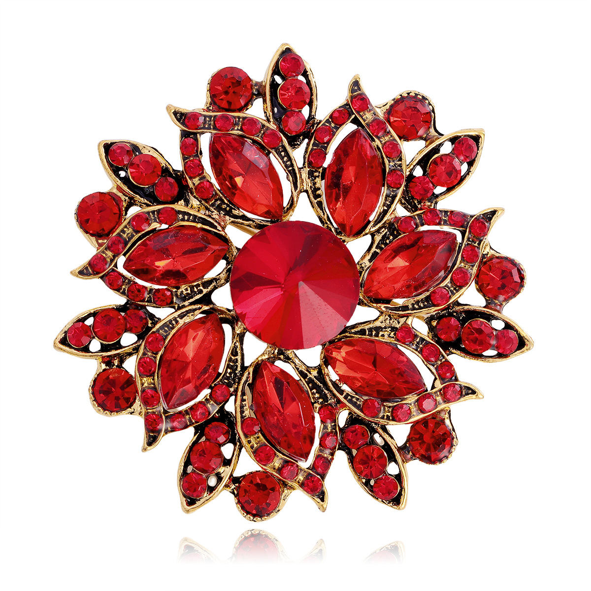 Wholesale Crystal Flower Brooch, Multi-color Rhinestone Lapel Pin Jewelry