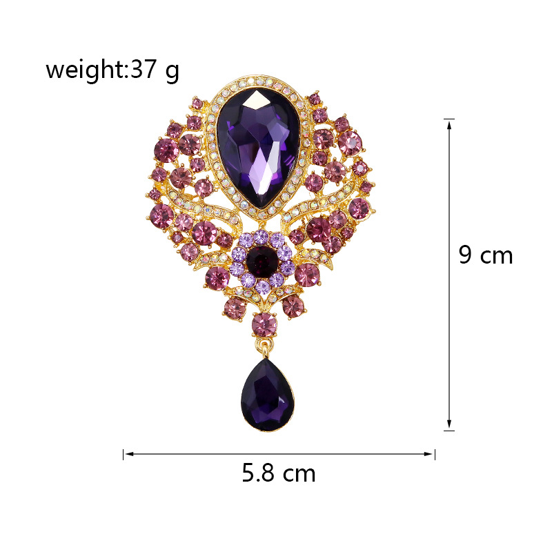 Wholesale Teardrop Rhinestone Brooch, Vintage Crystal Lapel Pin for Women