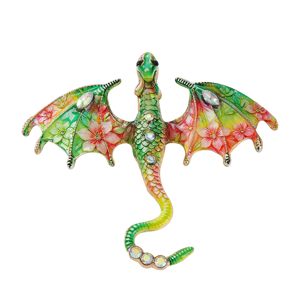 Wholesale Flying Dragon Enamel Brooch, Animal Rhinestone Lapel Pin
