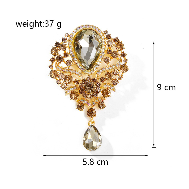 Wholesale Teardrop Rhinestone Brooch, Vintage Crystal Lapel Pin for Women