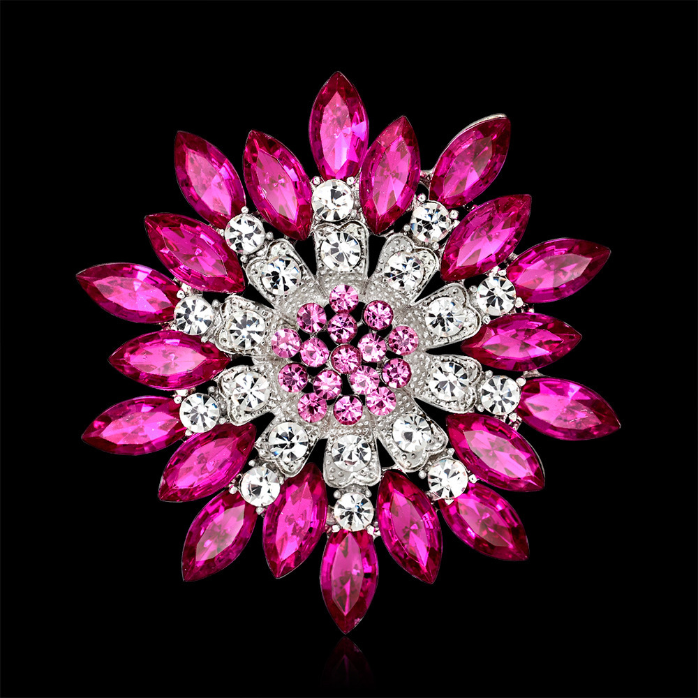 Wholesale Multi-layer Rhinestone Flower Brooch, Crystal Floral Lapel Pin
