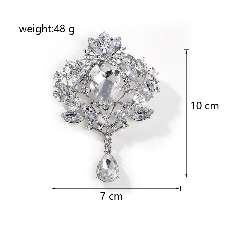 Wholesale Courtly Vintage Rhinestone Brooch, Teardrop Crystal Lapel Pin