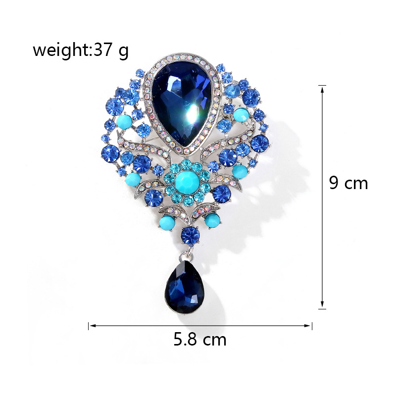 Wholesale Teardrop Rhinestone Brooch, Vintage Crystal Lapel Pin for Women