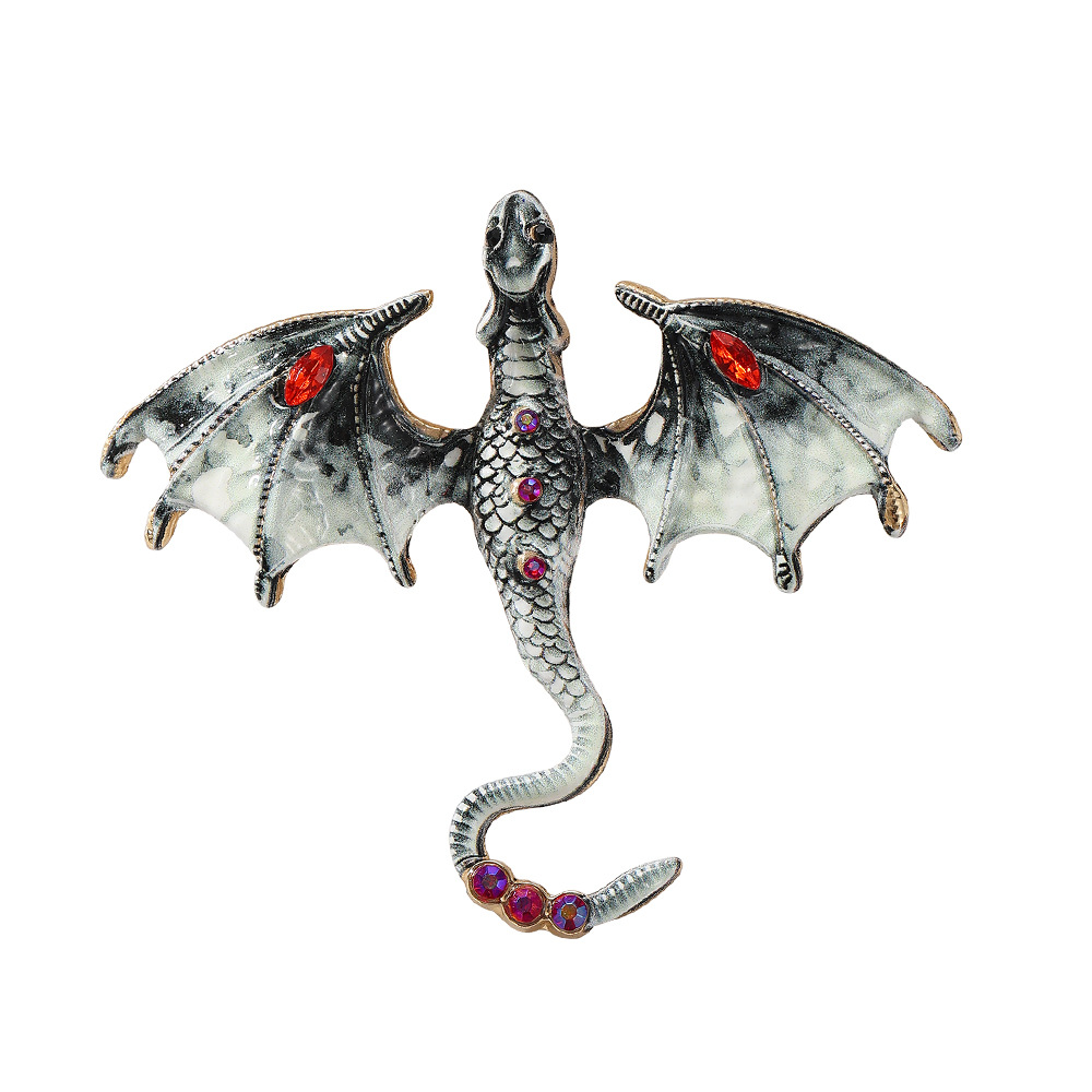 Wholesale Flying Dragon Enamel Brooch, Animal Rhinestone Lapel Pin