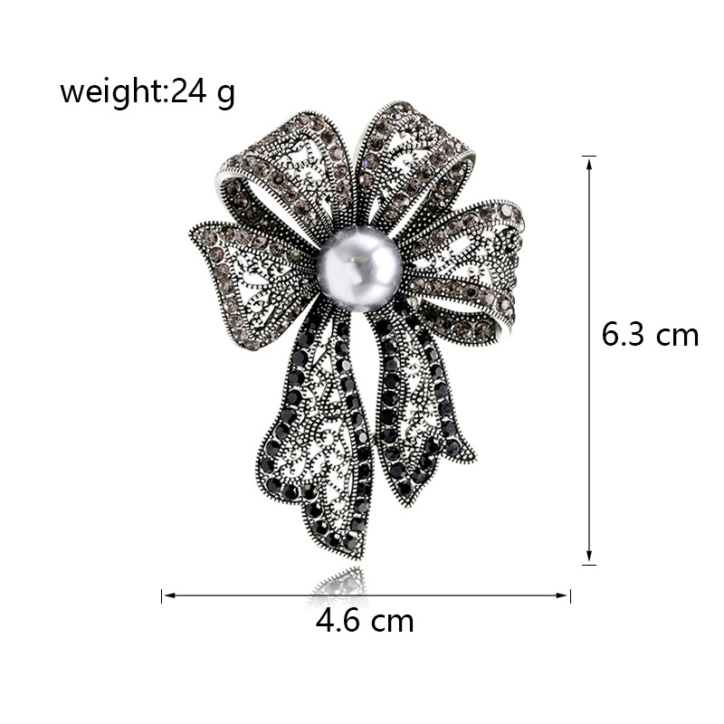 Wholesale Vintage Bowknot Brooch, Rhinestone Pearl Bow Lapel Pin