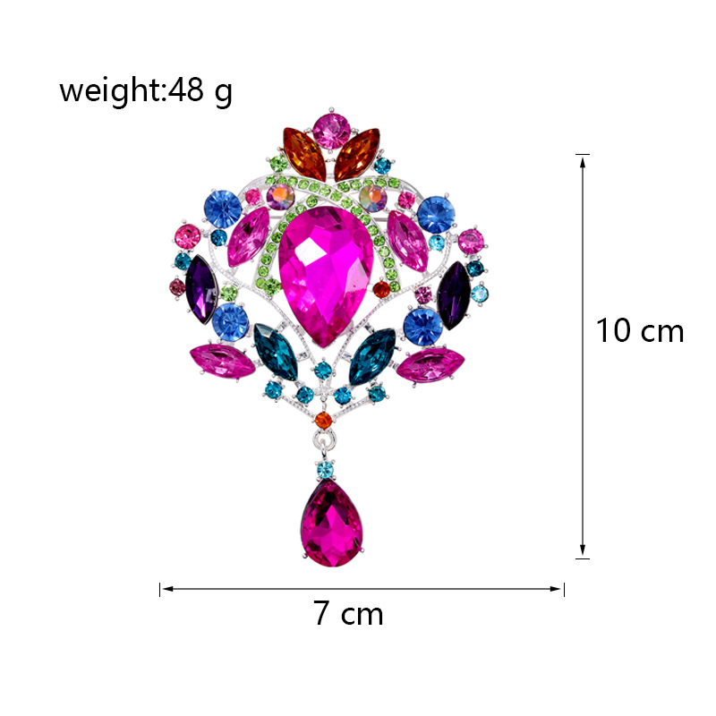 Wholesale Courtly Vintage Rhinestone Brooch, Teardrop Crystal Lapel Pin