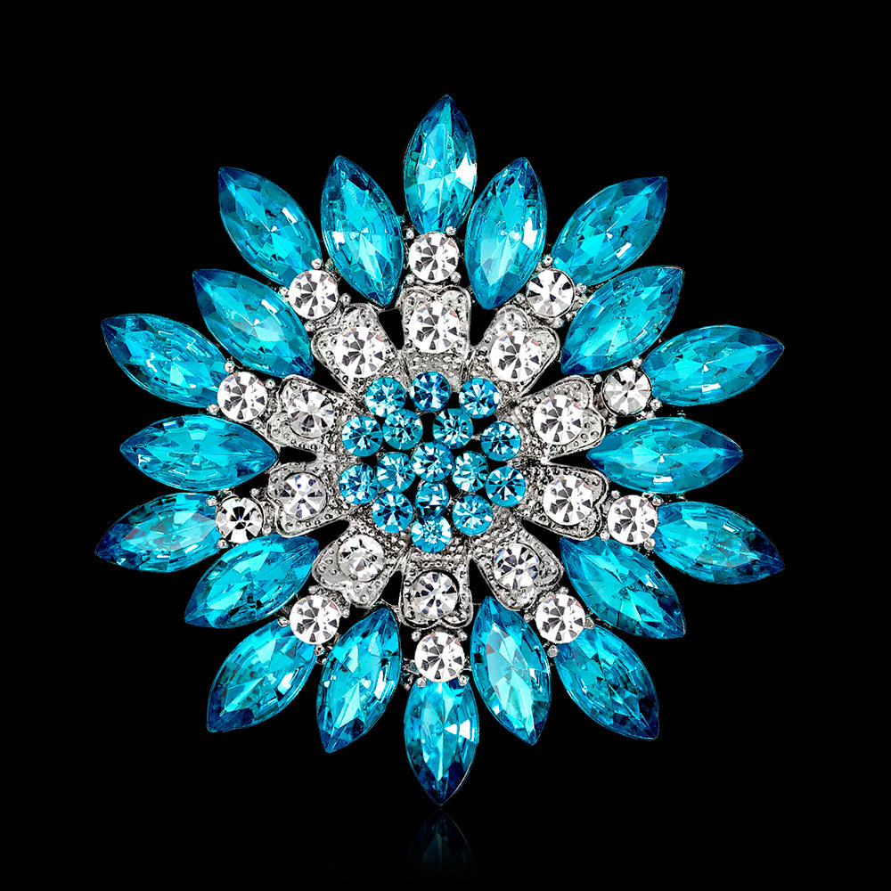 Wholesale Multi-layer Rhinestone Flower Brooch, Crystal Floral Lapel Pin