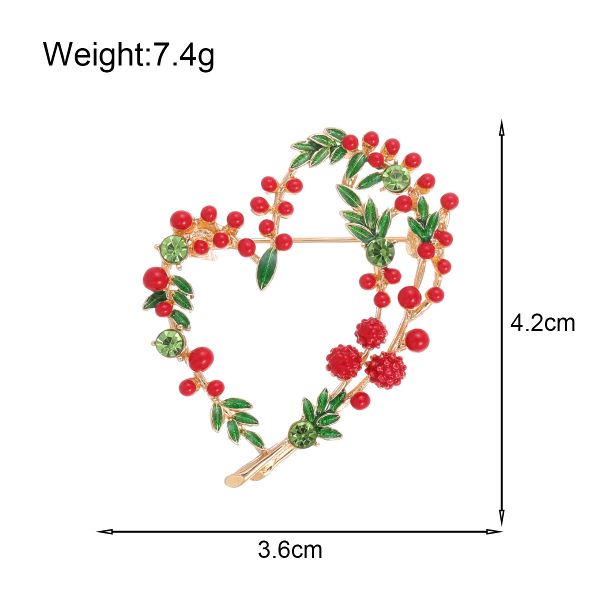Wholesale Heart Mimosa Berry Brooch, Enamel Floral Lapel Pin for Women