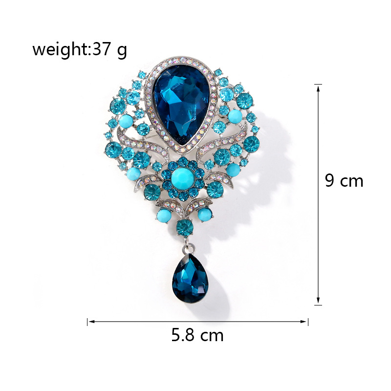 Wholesale Teardrop Rhinestone Brooch, Vintage Crystal Lapel Pin for Women