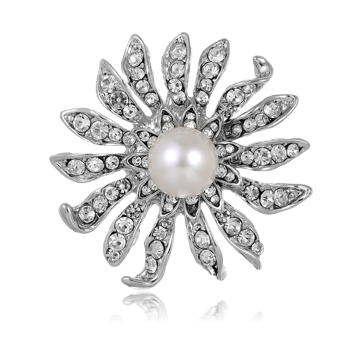 Wholesale Sunflower Brooch & Lapel Pin, Rhinestone Flower Pearl Pin