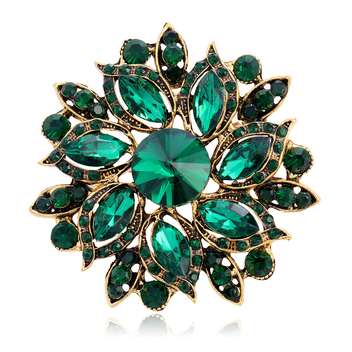 Wholesale Crystal Flower Brooch, Multi-color Rhinestone Lapel Pin Jewelry