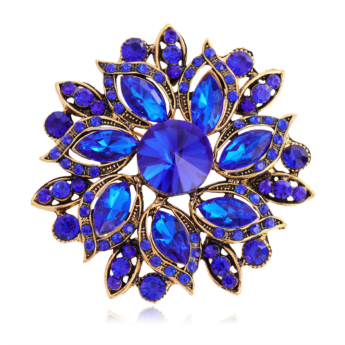 Wholesale Crystal Flower Brooch, Multi-color Rhinestone Lapel Pin Jewelry